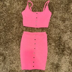 Pink 2 piece skirt set